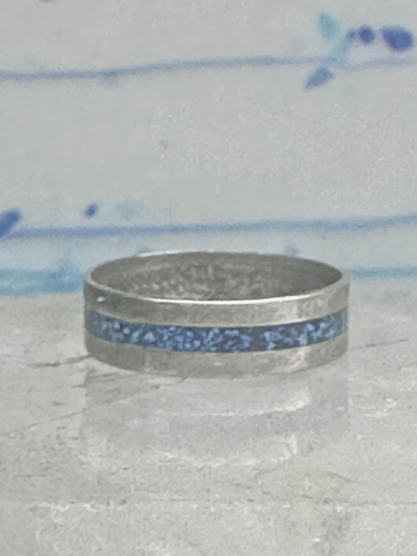 Zuni ring size 7 turquoise chips band sterling silver women