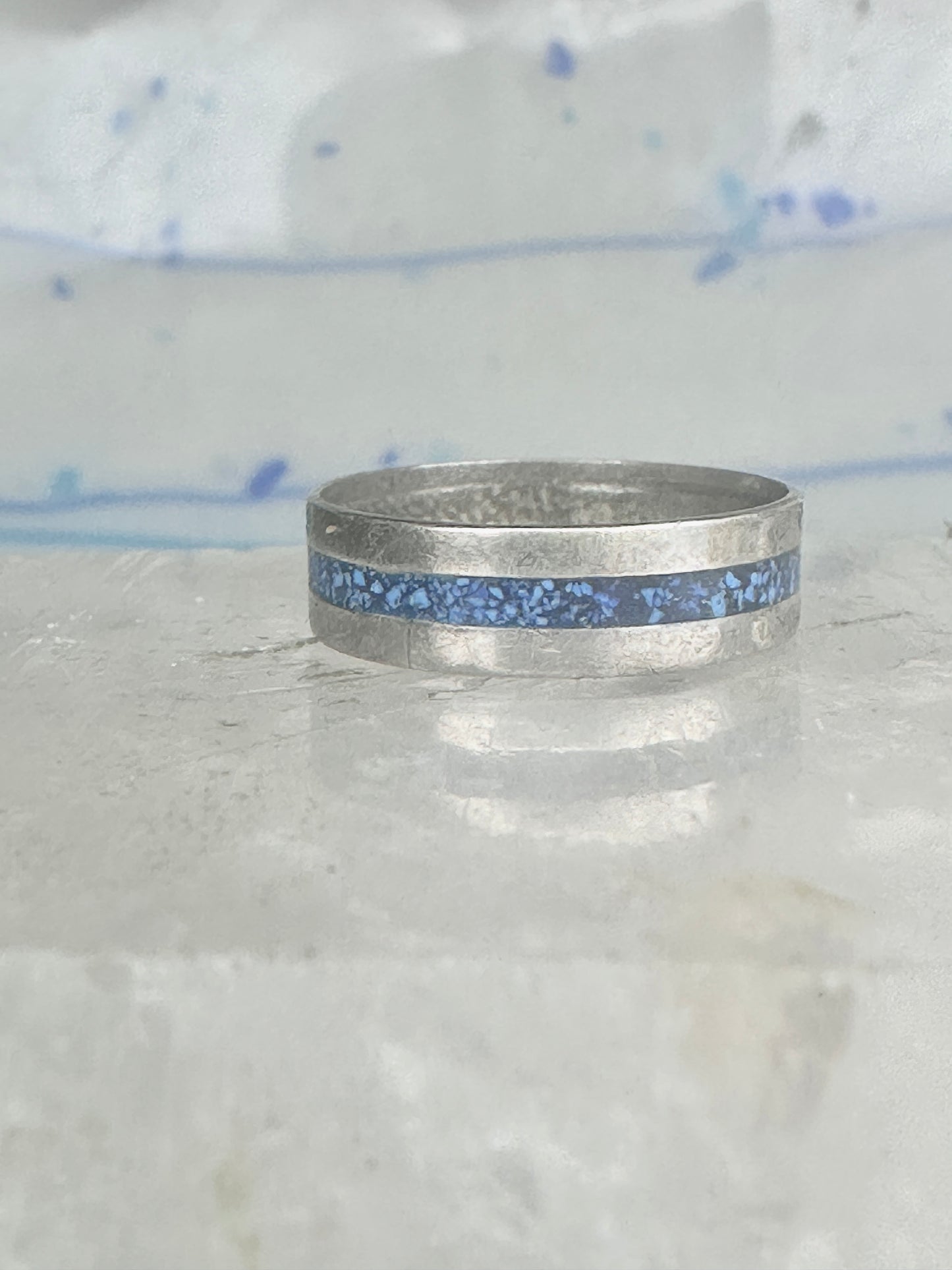 Zuni ring size 7 turquoise chips band sterling silver women