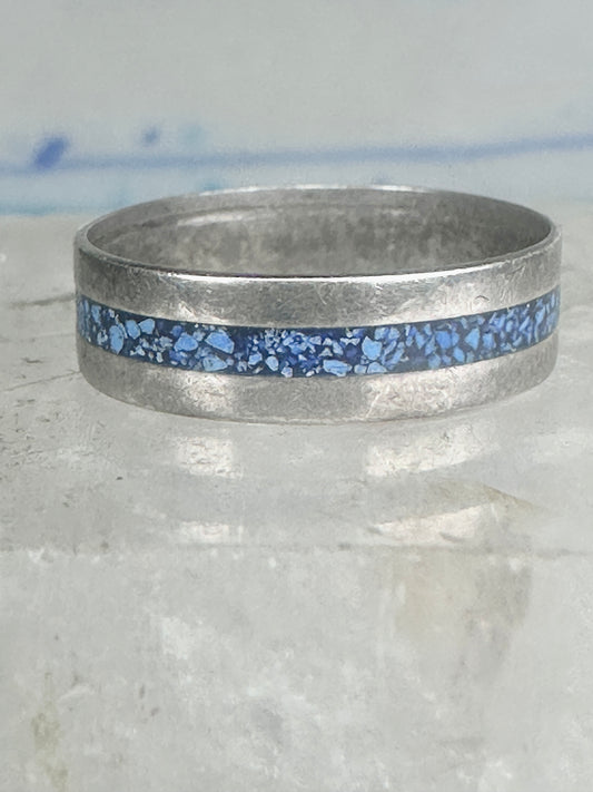 Zuni ring size 7 turquoise chips band sterling silver women