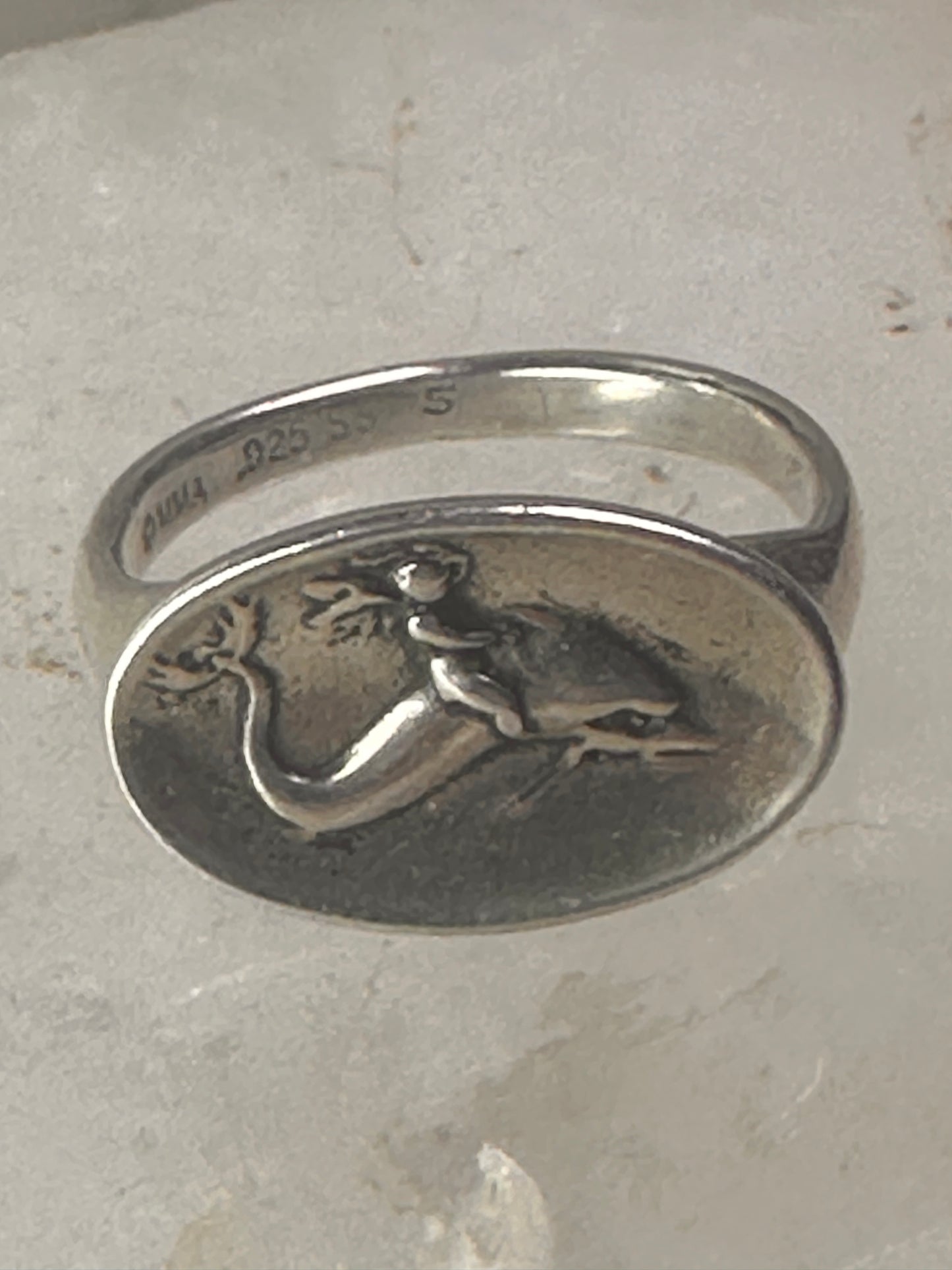 Dolphin ring lady mermaid band size 4.50 sterling silver women girls