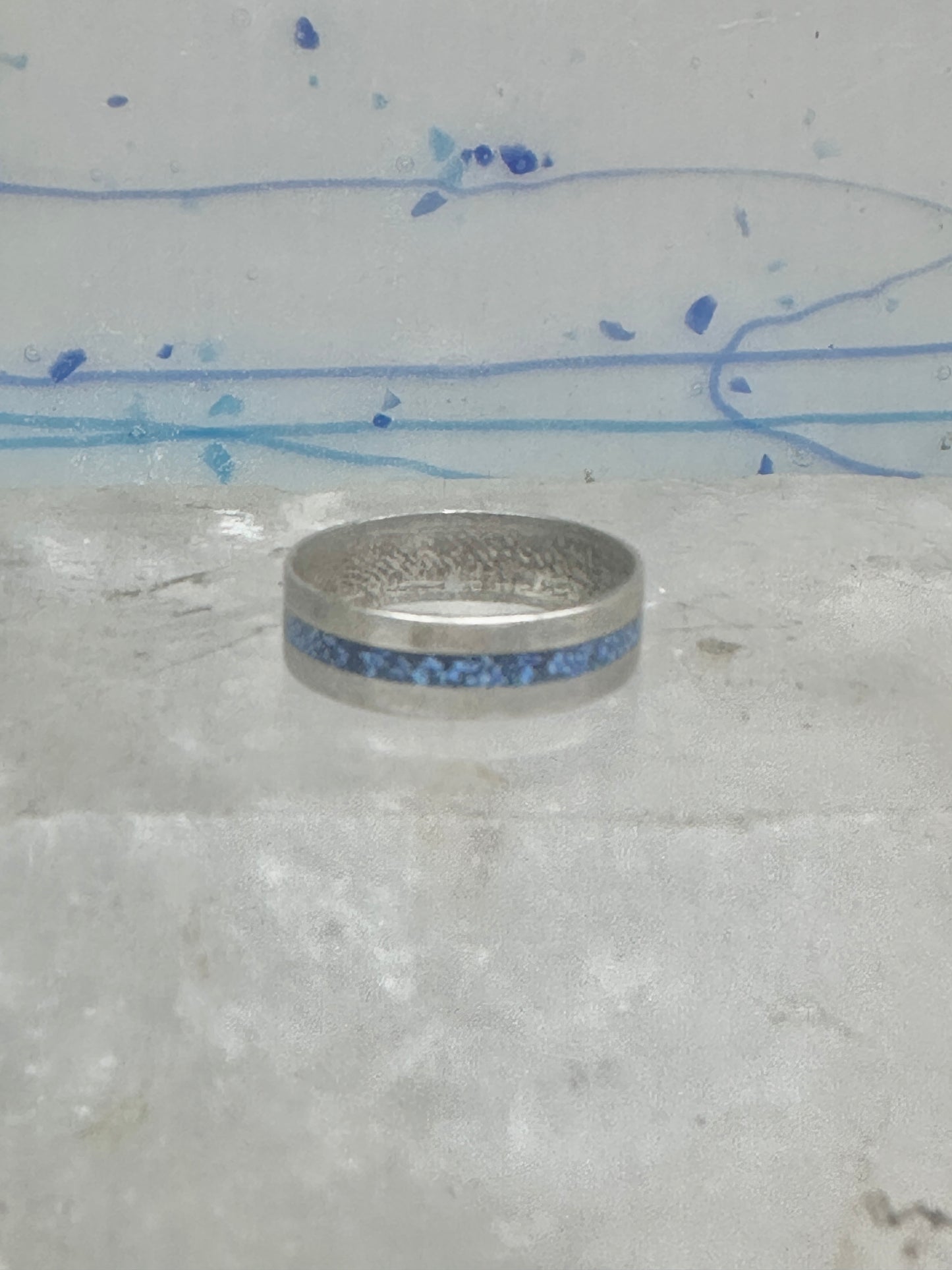 Zuni ring size 7 turquoise chips band sterling silver women