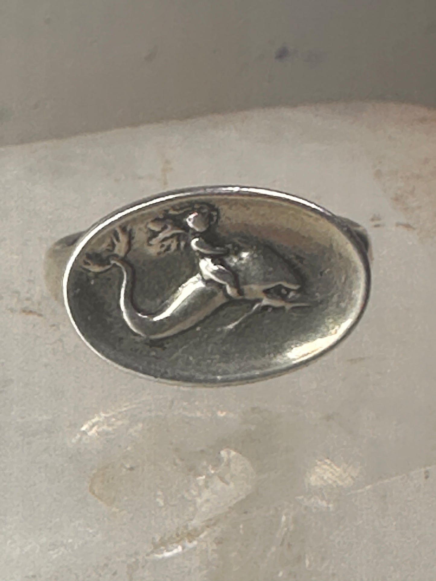 Dolphin ring lady mermaid band size 4.50 sterling silver women girls