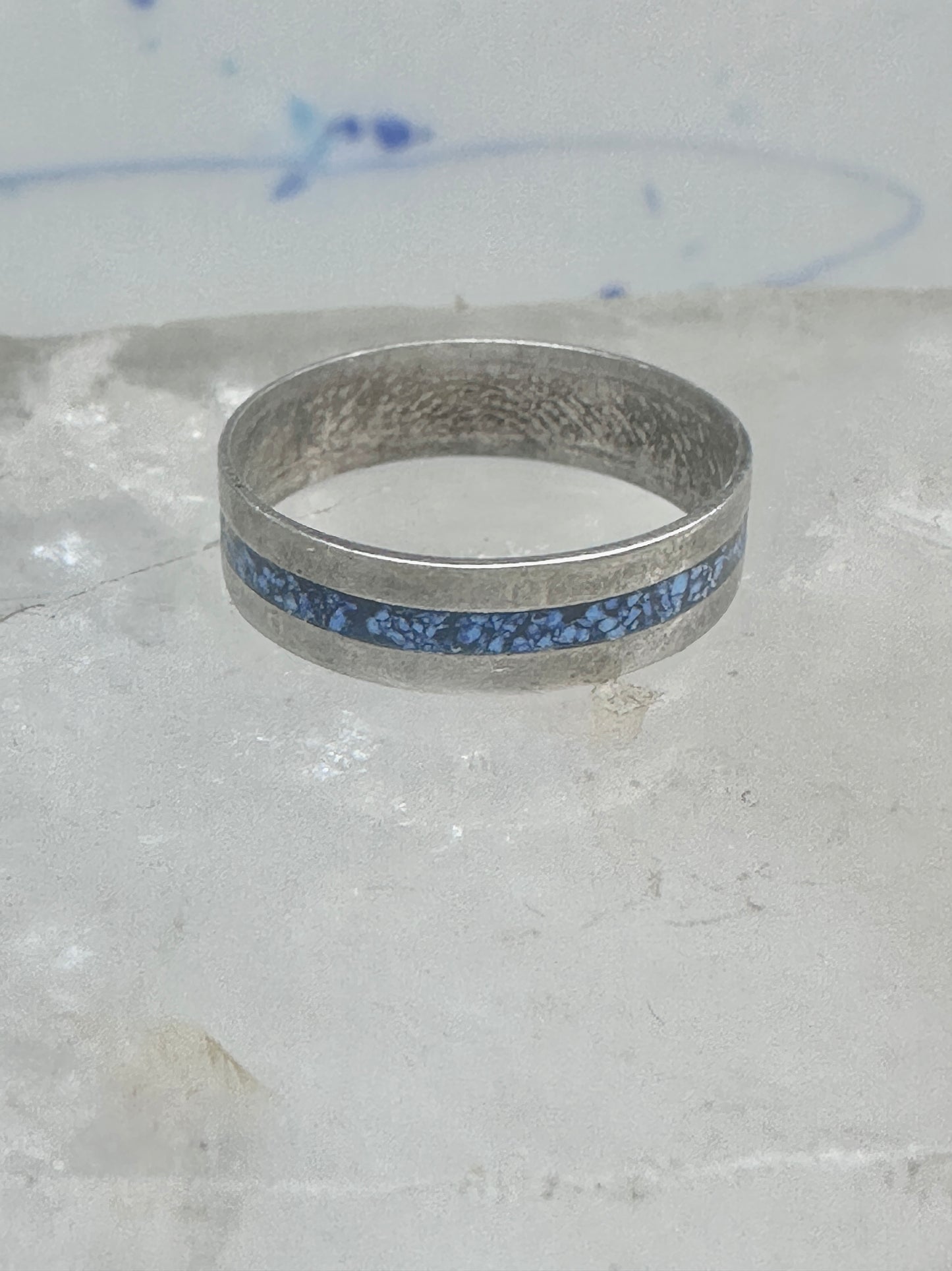 Zuni ring size 7 turquoise chips band sterling silver women