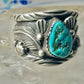 Long Navajo ring turquoise band leaves C. Lewis sterling silver size 8.2 women men