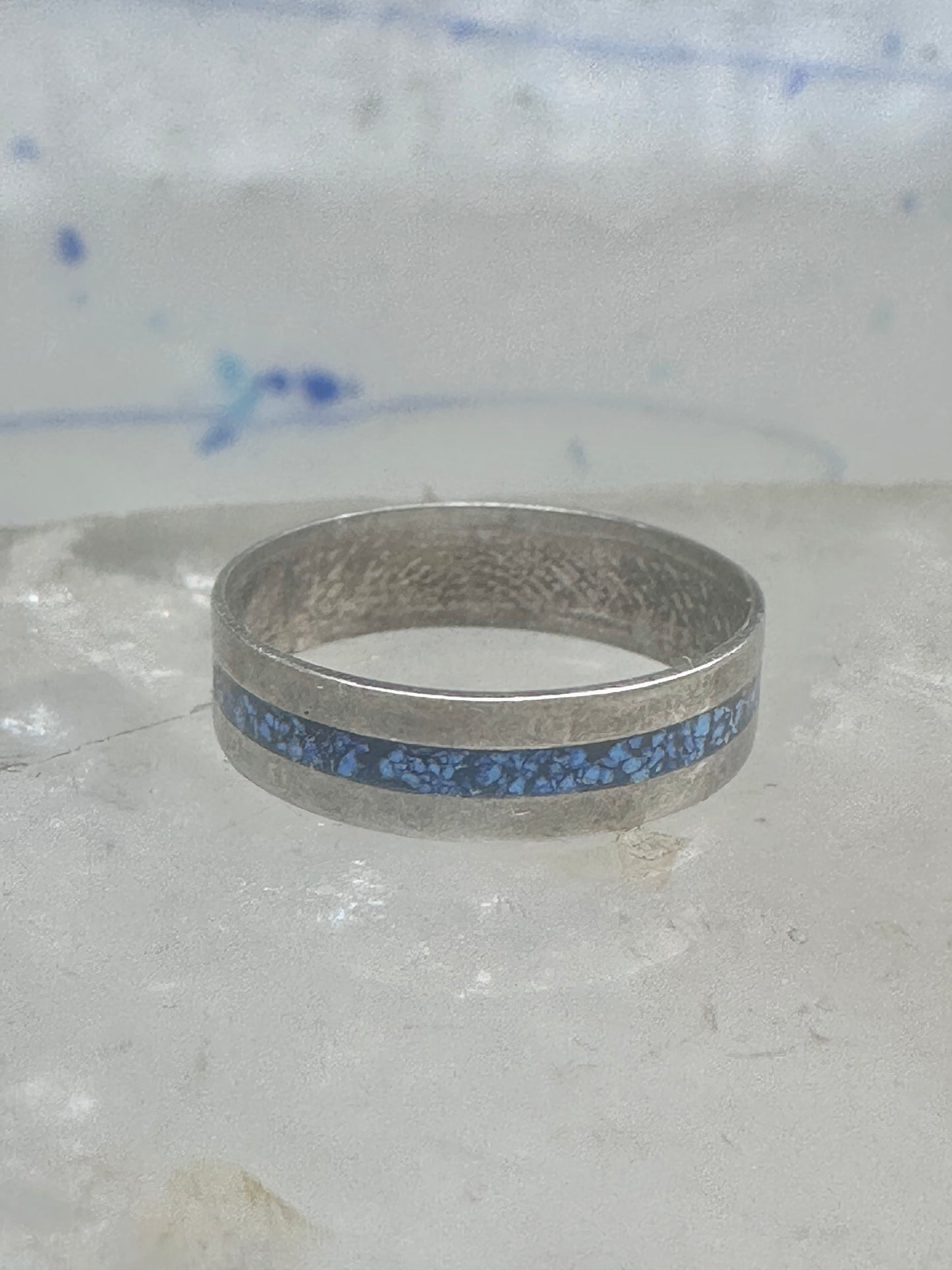 Zuni ring size 7 turquoise chips band sterling silver women