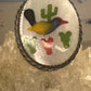 Bird ring Zuni size 5 Saguaro Cactus Desert coral inlaid stones MOP sterling silver women