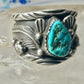 Long Navajo ring turquoise band leaves C. Lewis sterling silver size 8.2 women men