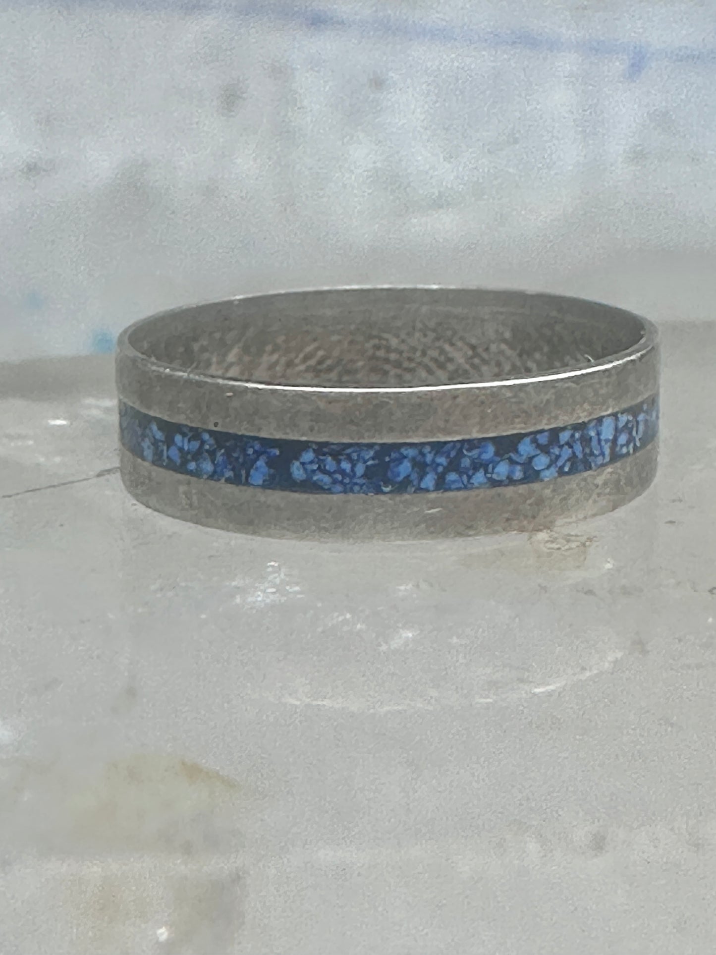 Zuni ring size 7 turquoise chips band sterling silver women