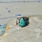 Long Navajo ring turquoise band leaves C. Lewis sterling silver size 8.2 women men