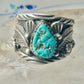 Long Navajo ring turquoise band leaves C. Lewis sterling silver size 8.2 women men