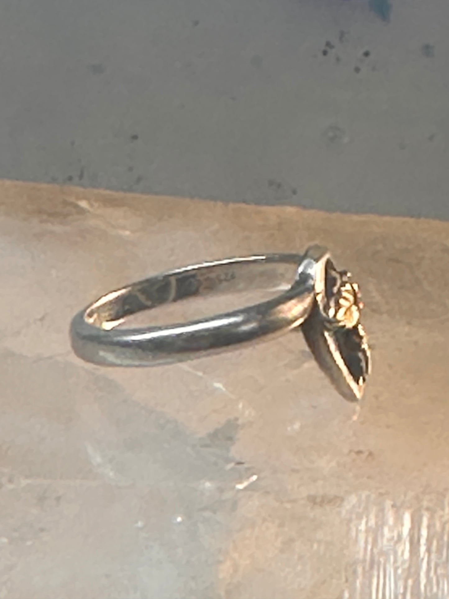 Black Hills Gold ring heart leaves band Valentine love ring size 6 Sterling silver women girls