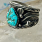 Long Navajo ring turquoise band leaves C. Lewis sterling silver size 8.2 women men
