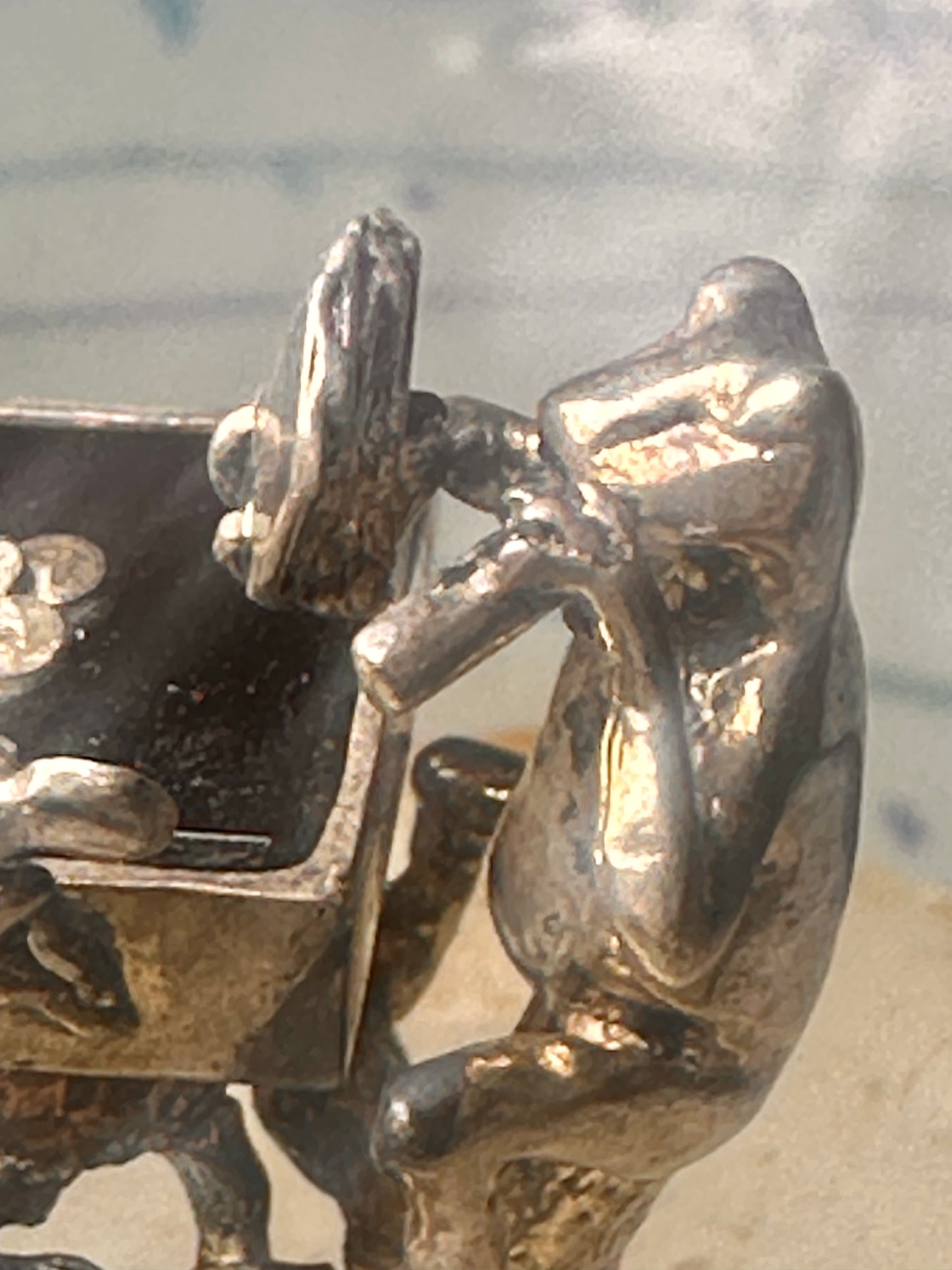 Frog ring Frogs Gambling Poker cards turtle tree mouse size 6.75 sterling silver women