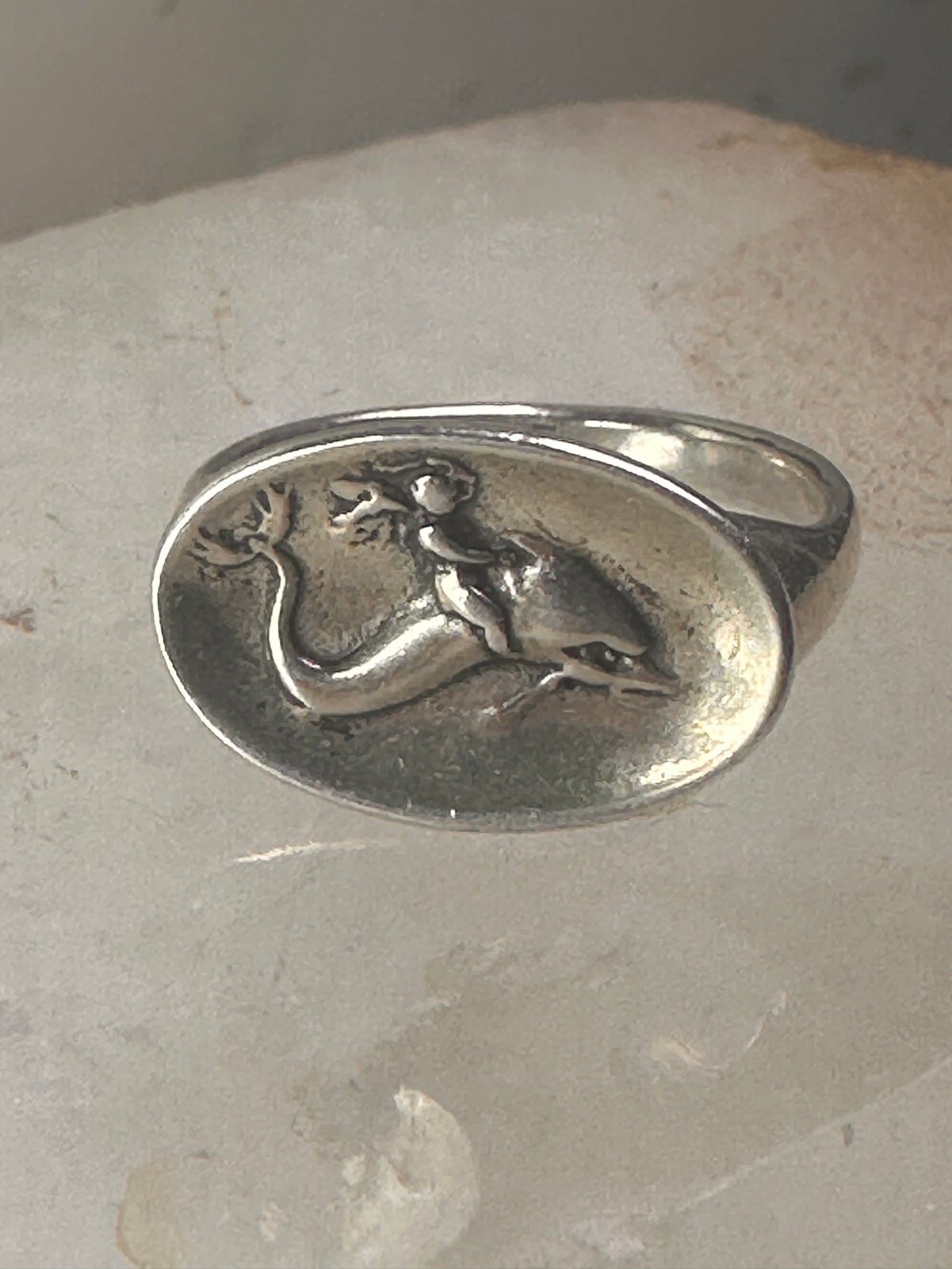 Dolphin ring lady mermaid band size 4.50 sterling silver women girls