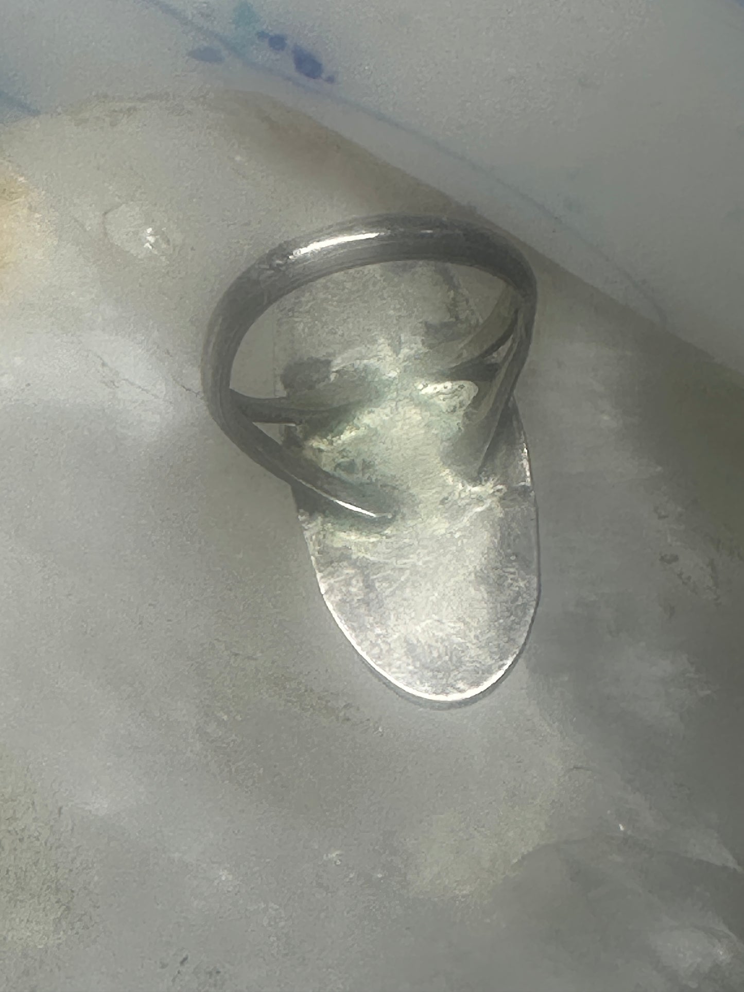 Long Navajo ring turquoise sterling silver size 8.50 women