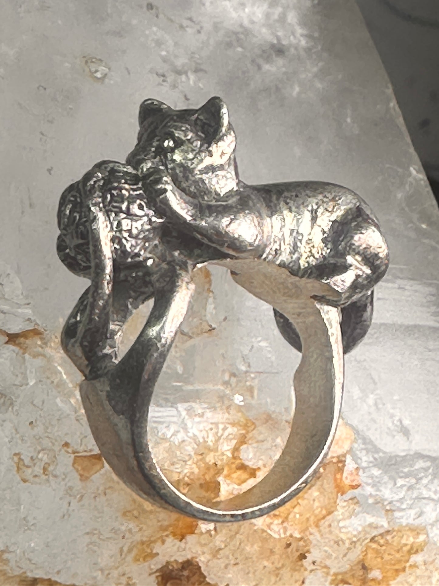 Cat Ring with ball of yarn band size 5 women girls