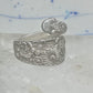 Spoon ring floral band size 7 Alvin flowers band sterling silver women