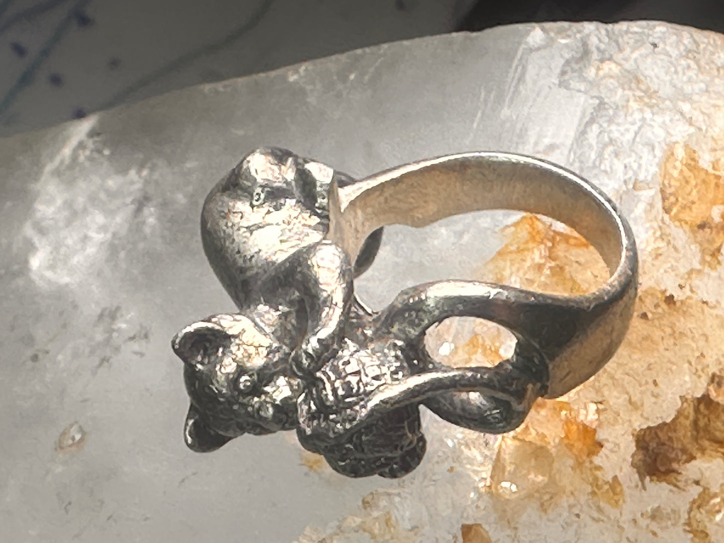 Cat Ring with ball of yarn band size 5 women girls