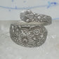 Spoon ring floral band size 7 Alvin flowers band sterling silver women