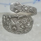 Spoon ring floral band size 7 Alvin flowers band sterling silver women