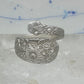 Spoon ring floral band size 7 Alvin flowers band sterling silver women