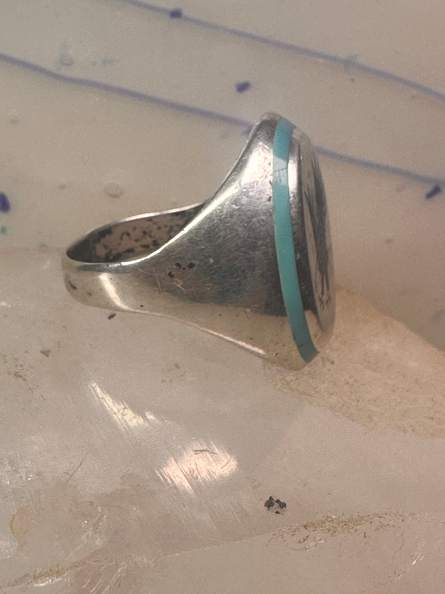 Eagle ring Navajo turquoise ring sterling silver size 13.50 women men