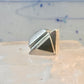 Onyx ring brutalist size 5 architectural  modernist band sterling silver women