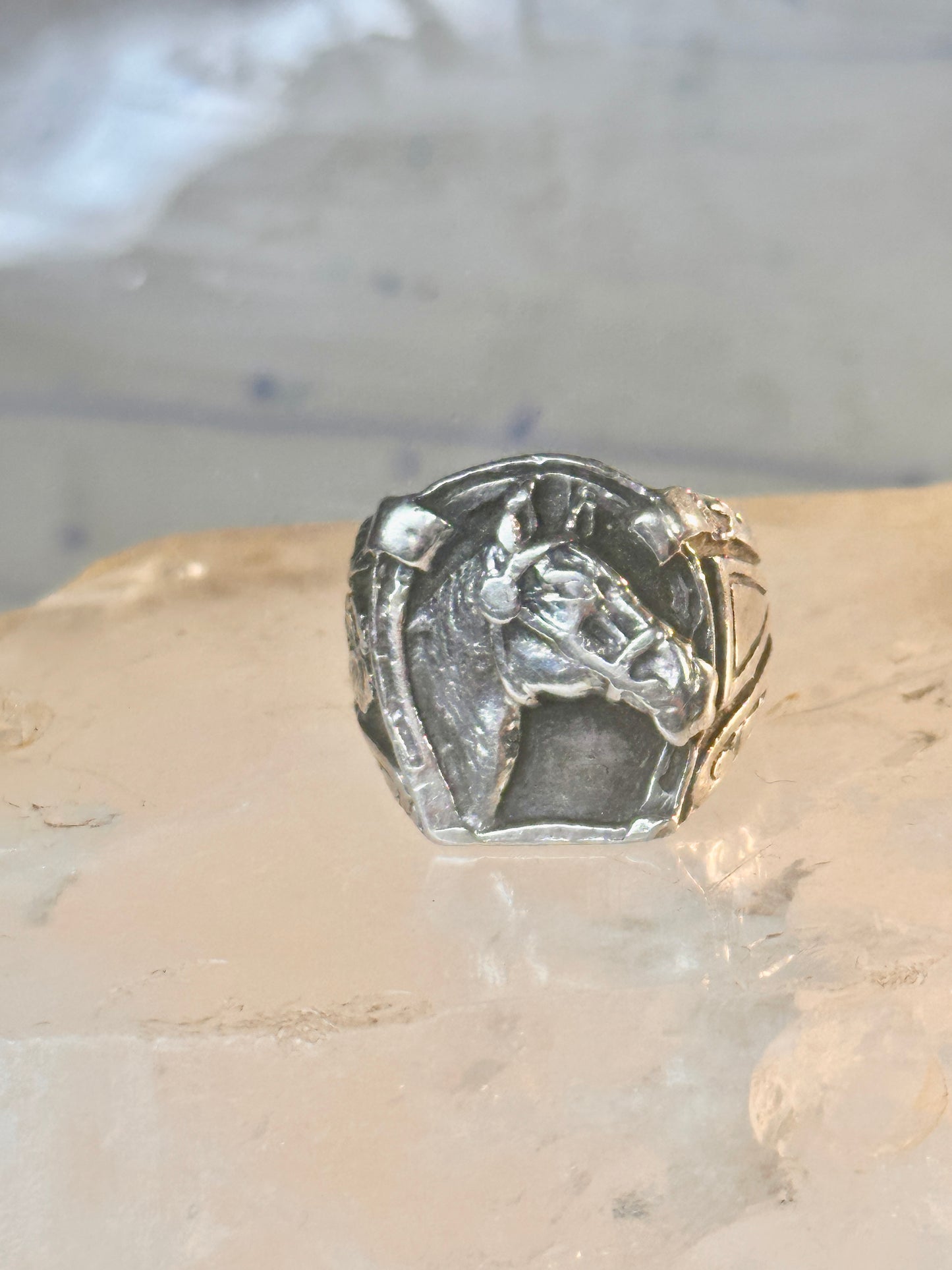 Horse ring Horseshoe band southwest cowgirl band ring size 7 Sterling silver women men