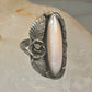 Long Mother of Pearl ring Navajo feather size 5.50 sterling silver women