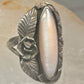 Long Mother of Pearl ring Navajo feather size 5.50 sterling silver women