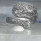 Spoon ring floral band size 7 Alvin flowers band sterling silver women