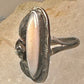 Long Mother of Pearl ring Navajo feather size 5.50 sterling silver women