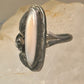 Long Mother of Pearl ring Navajo feather size 5.50 sterling silver women