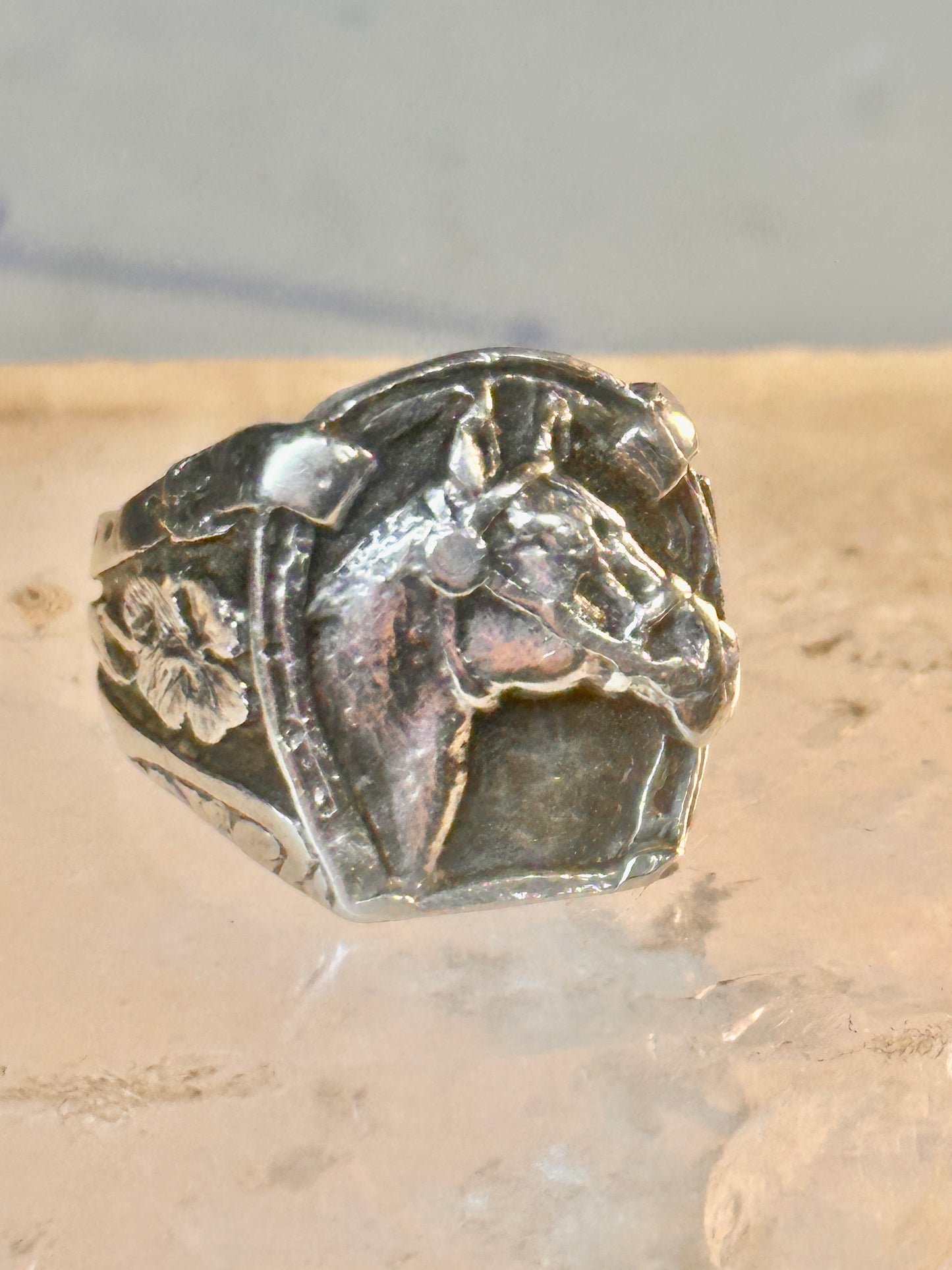 Horse ring Horseshoe band southwest cowgirl band ring size 7 Sterling silver women men