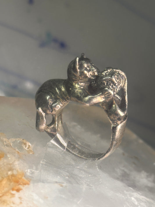 Cat Ring with ball of yarn band size 5 women girls