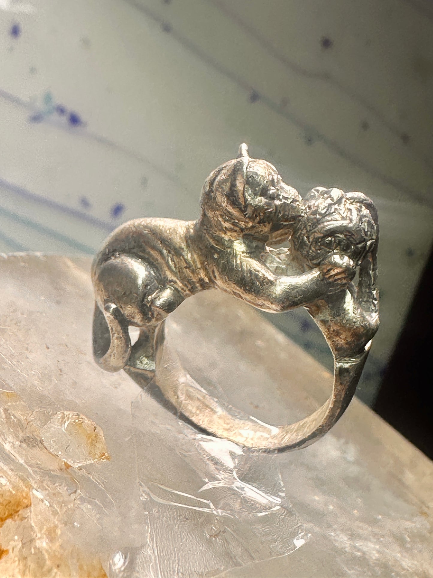 Cat Ring with ball of yarn band size 5 women girls