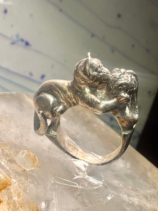 Cat Ring with ball of yarn band size 5 women girls