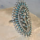 Zuni ring long turquoise flower petite point ring size 6.7 Sterling silver women