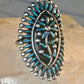 Zuni ring long turquoise flower petite point ring size 6.7 Sterling silver women