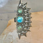 Long turquoise ring southwest size 7 Sterling silver women