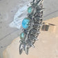 Long turquoise ring southwest size 7 Sterling silver women