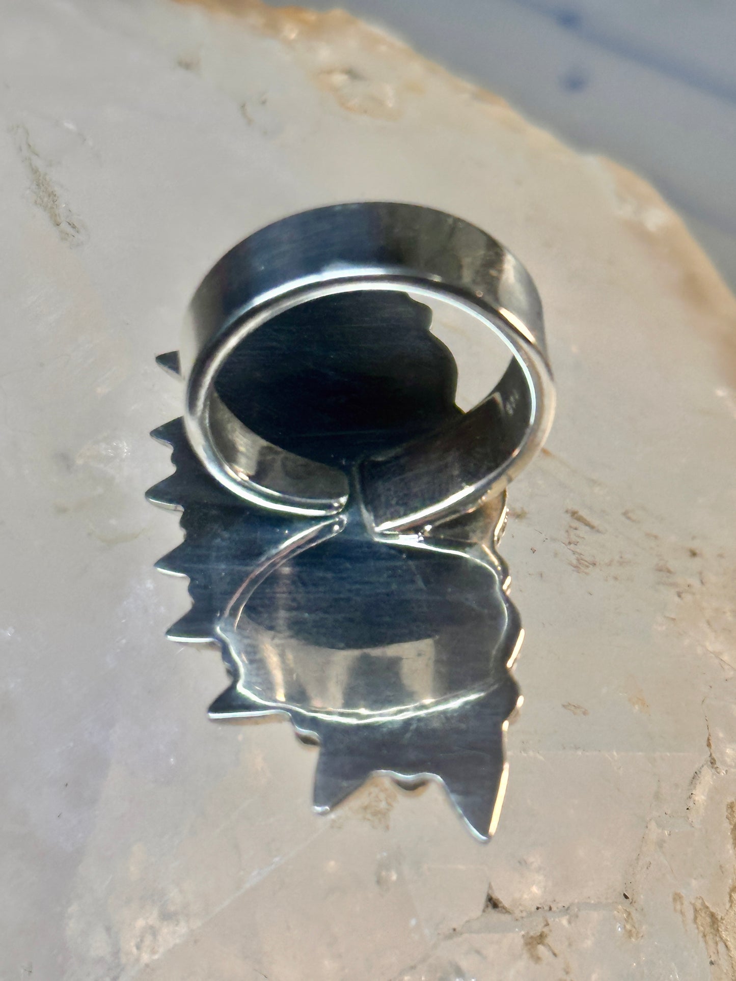 Long turquoise ring southwest size 7 Sterling silver women