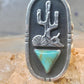 Long Saguaro Cactus ring bull skull turquoise ring Navajo size 7 Sterling silver women
