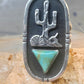 Long Saguaro Cactus ring bull skull turquoise ring Navajo size 7 Sterling silver women