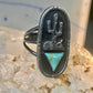 Long Saguaro Cactus ring bull skull turquoise ring Navajo size 7 Sterling silver women