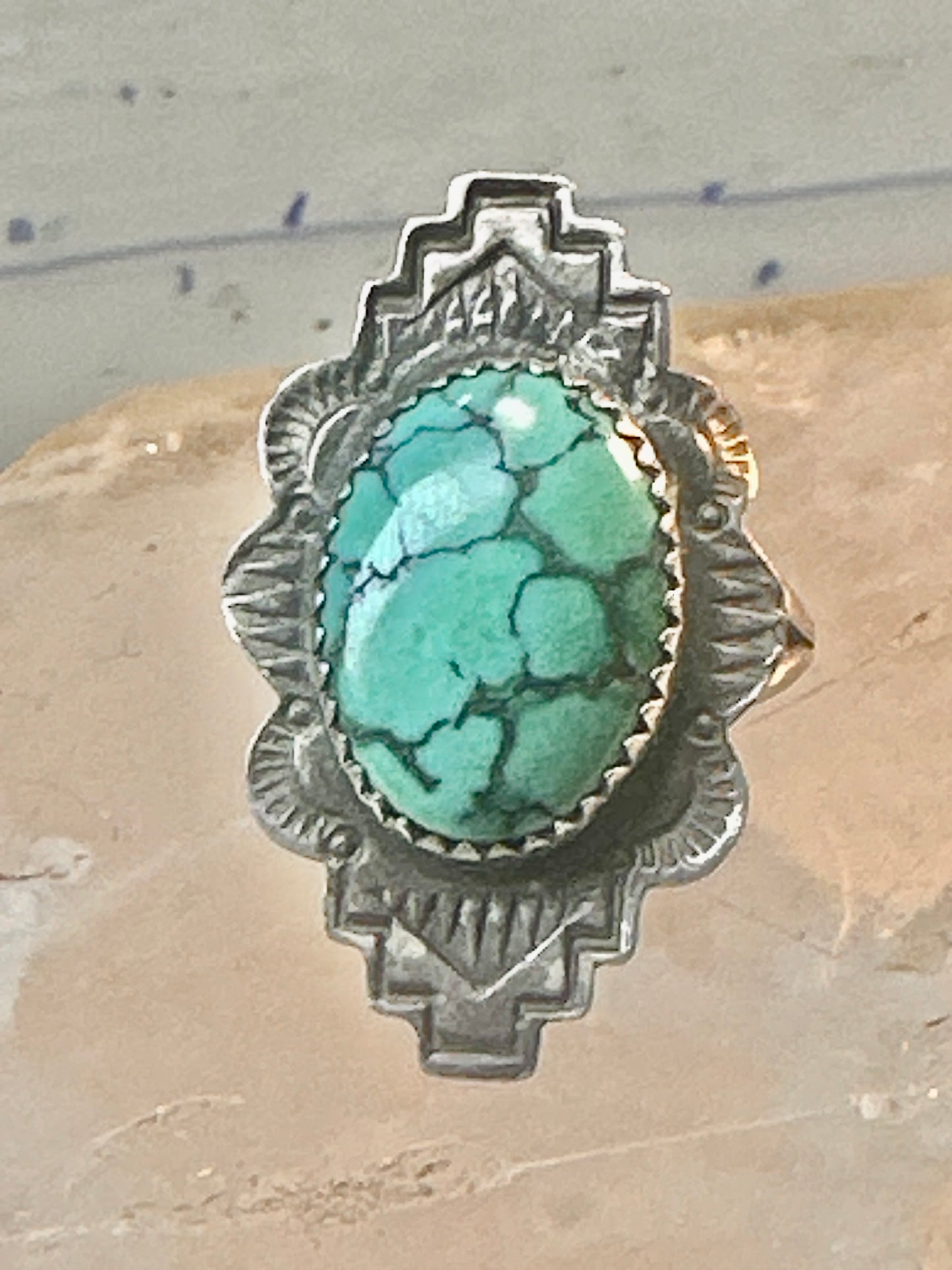 Navajo ring turquoise southwest size 7 Sterling silver women girls