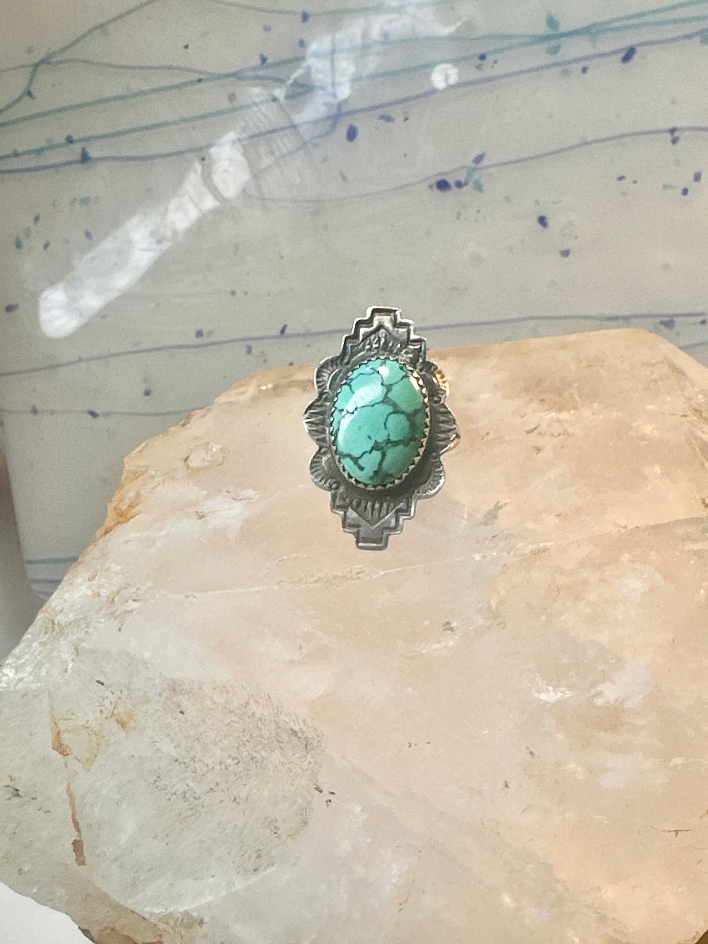 Navajo ring turquoise southwest size 7 Sterling silver women girls