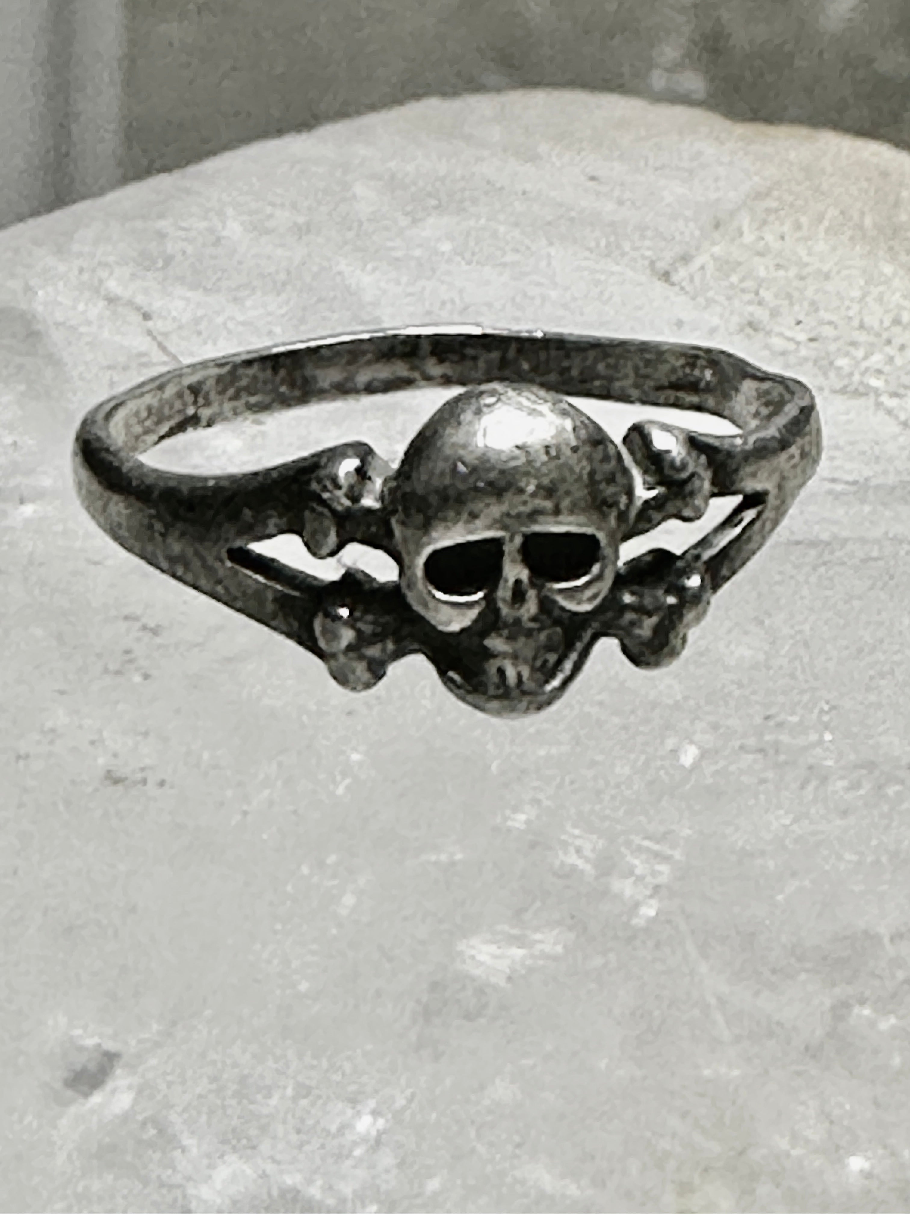 Skull ring size 4.25 sterling silver biker women girls – SpiritbeadNW