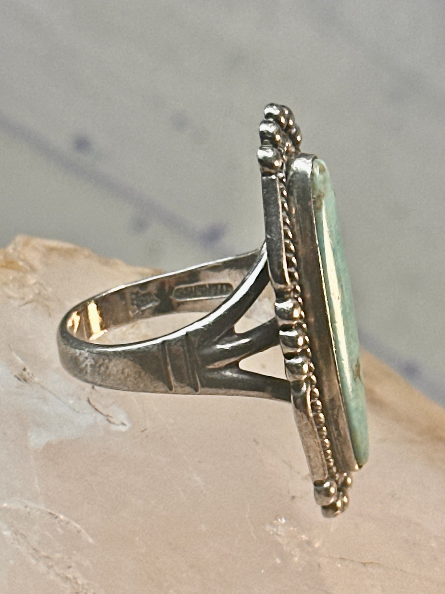 Long Navajo ring turquoise southwest size 6 Sterling silver women girls