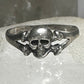 Skull ring  size 4.25 sterling silver biker women girls